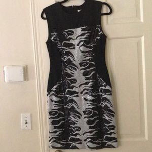 Reiss Black and White sequin zebra pattern dress